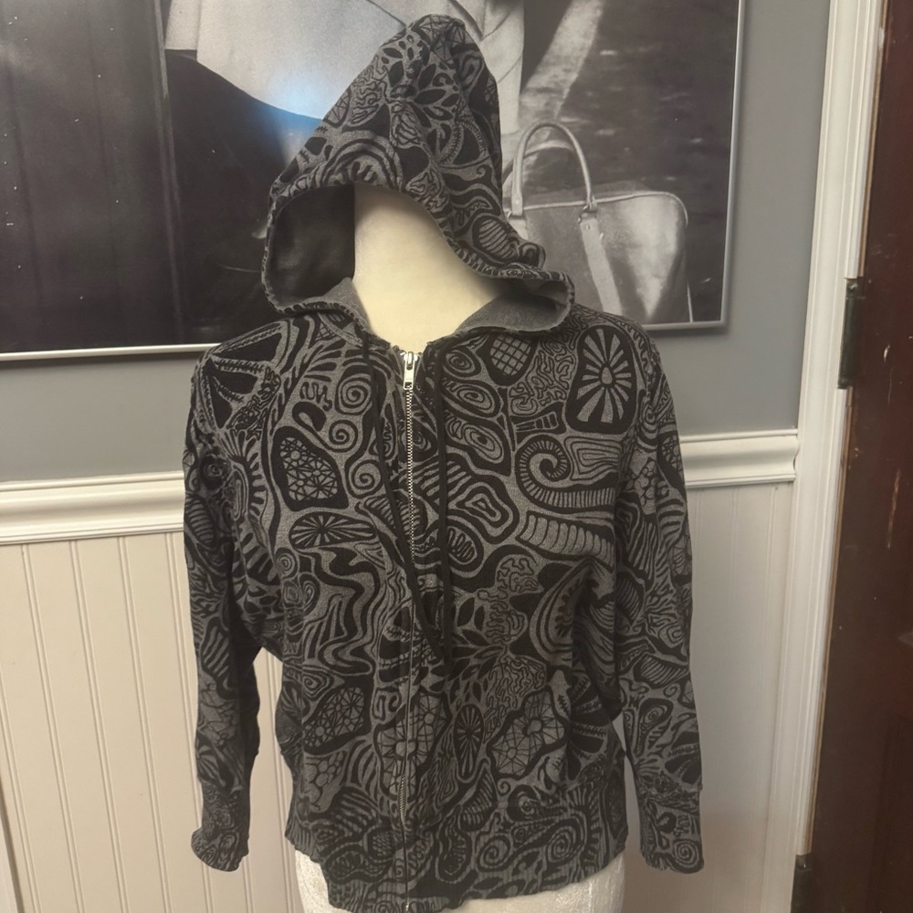 Relativity Gray Black Full Zip Hooded Sweatshirt Size XL